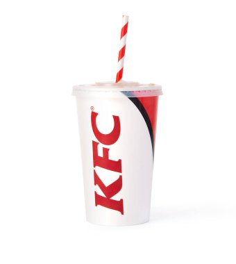 Moldova, Chisinau, 07 Aralık 2020 Kentucky Fried Chicken Fizzy Cola drink to Take Away, KFC ilk restoranını 1930 yılında açtı.