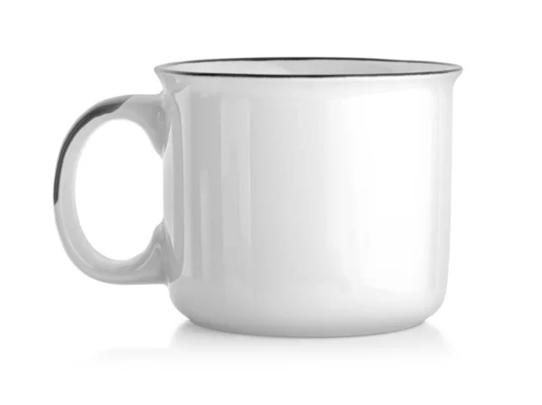 Tasse Céramique Blanche Isolé Sur Blanc Avec Chemin Coupe — Photo