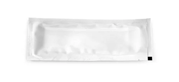 空白塑料小吃袋的顶部视图 在白色背景下与剪切路径隔离 — 图库照片