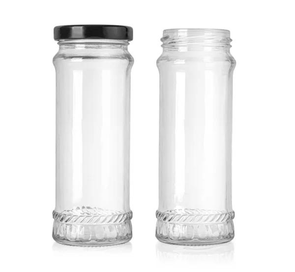 Empty Long Glass Canning Jar White Background Clipping Path — Stock Photo, Image