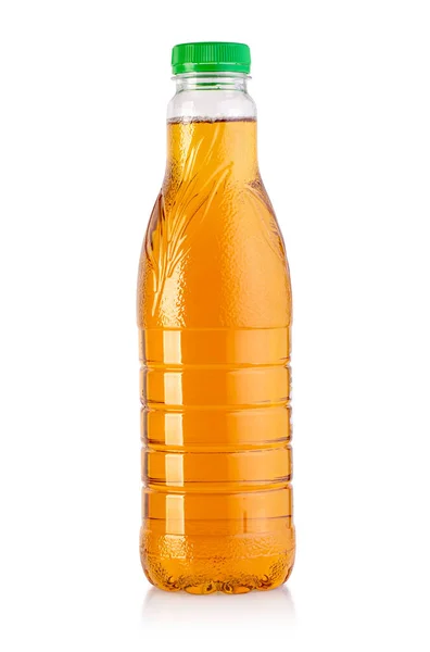 Appelsap Plastic Fles Geïsoleerd Witte Achtergrond Met Clipping Pat — Stockfoto