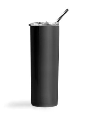 Boş Kara Paslanmaz Çelik Tumbler ve Lid markalaşması için model. Kırpma yolu ile beyaz üzerinde izole
