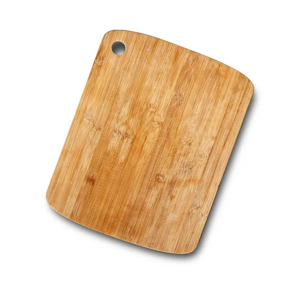 Used Wooden Chopping Board Isolated White Background Clipping Path — Stock Photo, Image