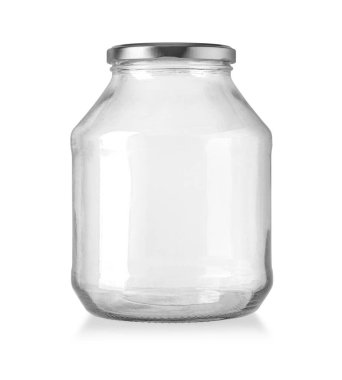 Cam kavanoz kırpma yolu ile beyaz arkaplan izole