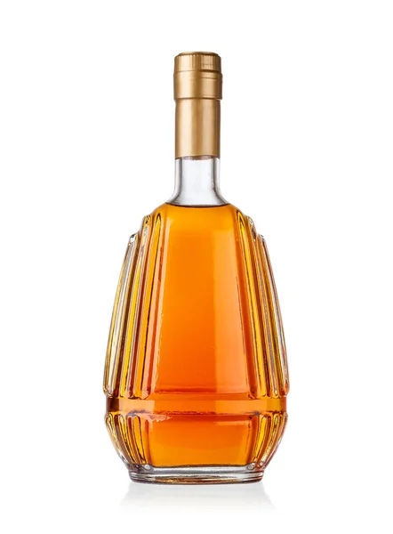 Whiskyflaska Isolerad Vitt Med Klippbana — Stockfoto