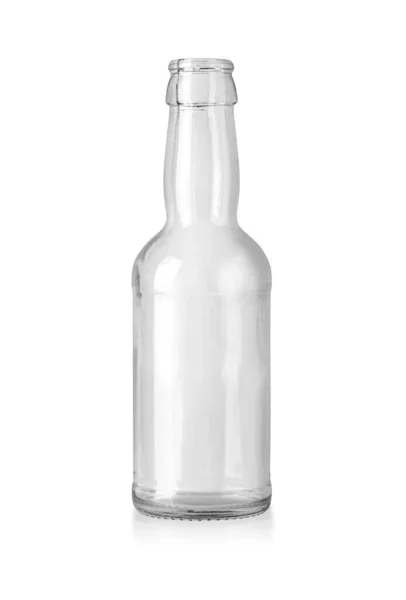 Trinkglas Leere Flasche Isoliert Auf Weiß Mit Clipping Pfad — Stockfoto