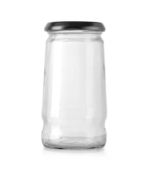 Jar Glas Isolerad Vit Bakgrund Med Klippning Väg — Stockfoto