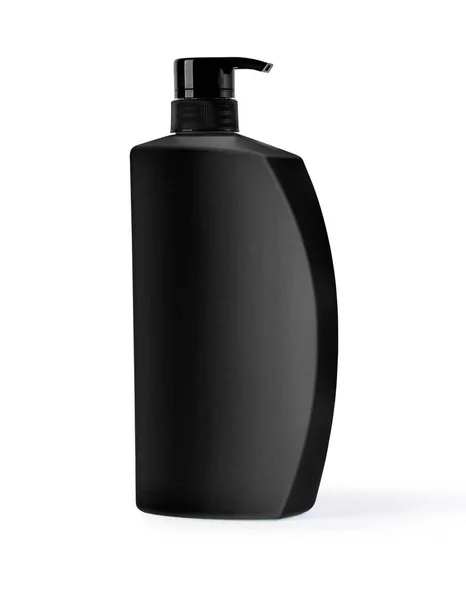 Black Blank Plastic Bottle Isolated Background Clipping Path — Stock Photo, Image