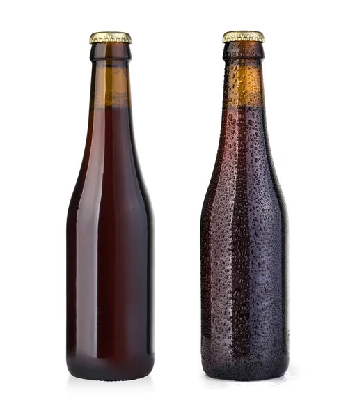 Brown Beer Bottles Isolated Clipping Path — Stock Photo, Image