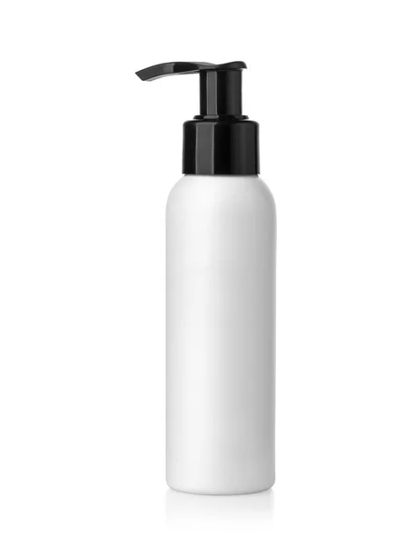 Blanco Fles Voor Vloeibare Cosmetica Geïsoleerd Witte Achtergrond Met Clipping — Stockfoto
