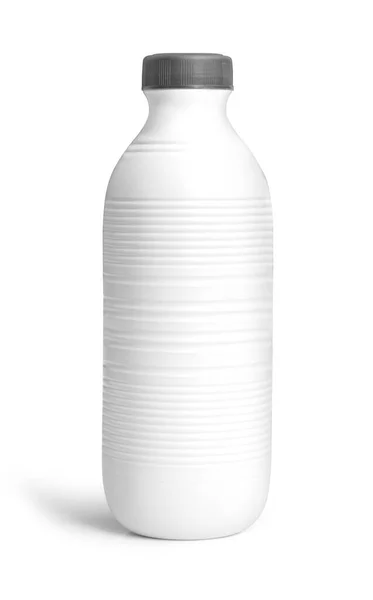 Пластик Бутылки Молока Изолированы Вырезкой Пути — стоковое фото
