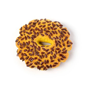 beyaz arkaplan görünümünde izole edilmiş tohumlu yuvarlak çerezler