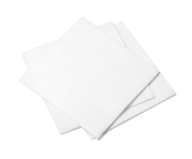 Peçete beyaz arka planda izole edilmiş. Kırpma yolu olan mutfak kağıdı peçetesi