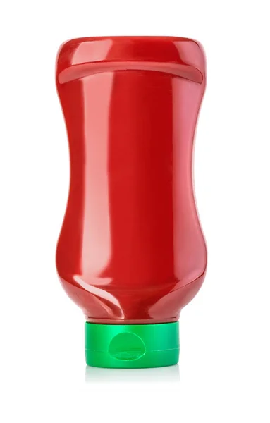 Fles Ketchup Geïsoleerd Witte Achtergrond Met Knippad — Stockfoto