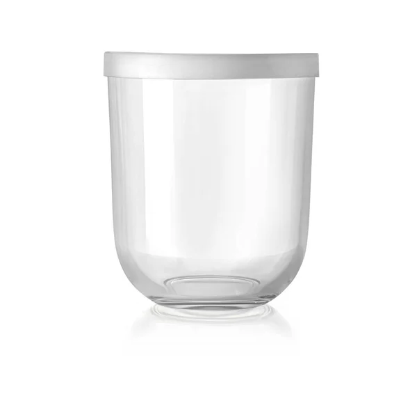 Empty Glass Jar Isolated White Clipping Path — Stock Photo, Image
