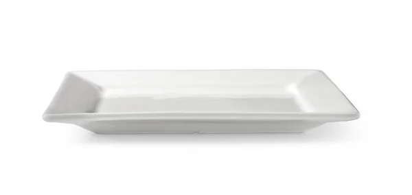 Een Vierkante Witte Plaat Geïsoleerd Wit Met Knippad — Stockfoto