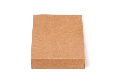 Kırpma yolu ile beyaz arkaplan üzerinde kahverengi bir kutucuğu kapat