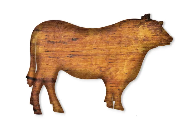 Old Board Shape Cow Isolated White Clipping Path — Stock Photo, Image