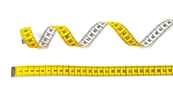 Measuring Tape Tailor Indicators Form Centimeters Yellow Rolled Measuring Tape — Stock Photo, Image