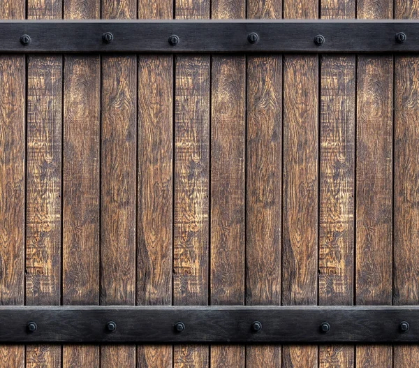 Barril Madera Con Metal Correas Oxidadas Plantilla Fondo — Foto de Stock