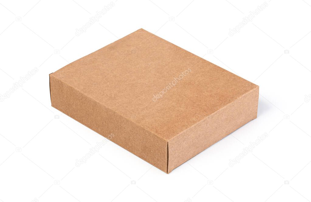 Close up of a Brown box on white background with clipping path