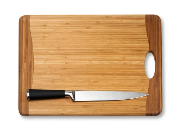 Knife on vintage cutting board — Stock Photo, Image
