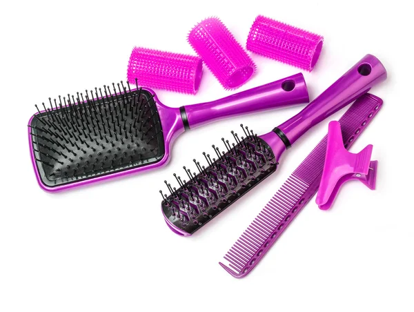 Curlers with hairbrush — Stock Photo, Image