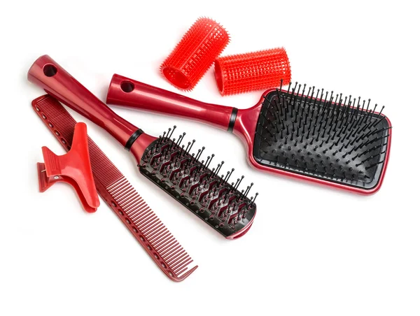 Curlers with hairbrush — Stock Photo, Image