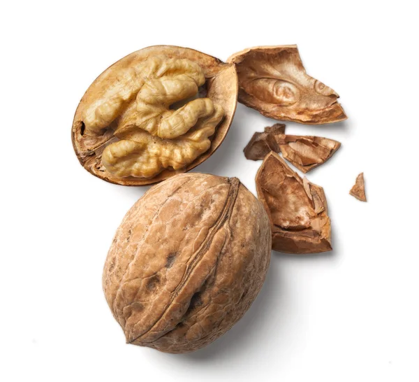 Walnut and a cracked walnut — Stock Photo, Image