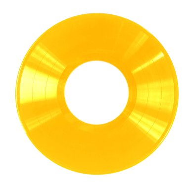 Klasik müzik ve retro müziği gösteren şeffaf bir arkaplanda parlak altın plak kaydı