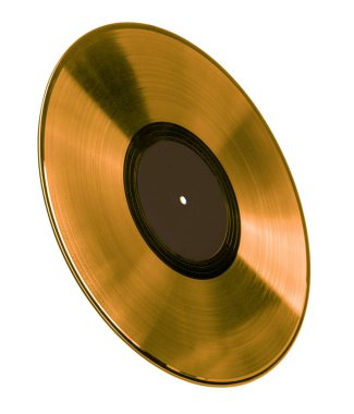 Altın plak plağı, müzik başarısını sembolize ediyor, şeffaf bir arka planı var.