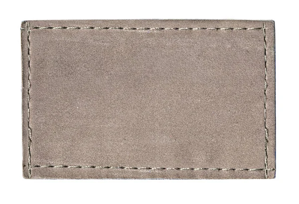 Görünür dikiş dikişli boş desenli süet etiketi, metin veya logo için hazır, şeffaf arkaplan