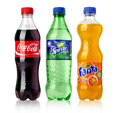 Coca-Cola, Fanta and Sprite Bottles clipart