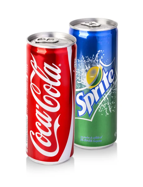 Coca-Cola, Sprite plechovky — Stock fotografie