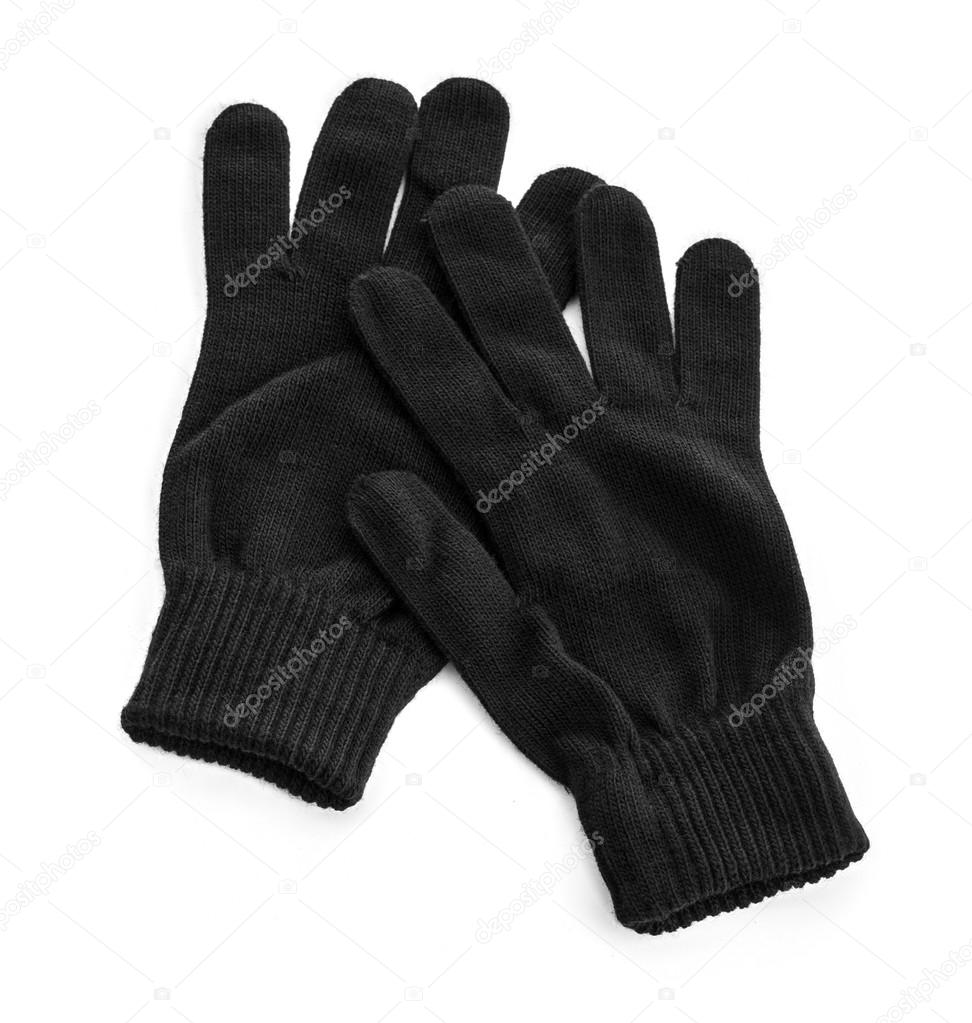 Black Gloves on White Background