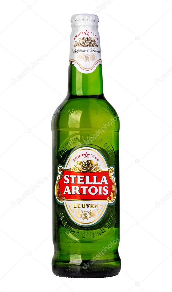 CHISINAU, MOLDOVA -: December 12. 2015 Stella Artois, prominent brand of Anheuser-Busch InBev, is a pilsner brewed in Leuven, Belgium, since 1926