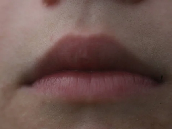 Close up of boys tender lips — Stock Photo, Image