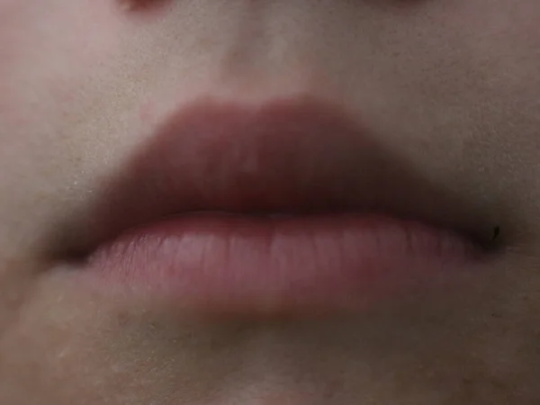 Close up of boys tender lips — Stock Photo, Image