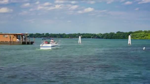 Detroit River Zuid-boot Marina — Stockvideo