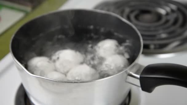 Koken eieren tijd — Stockvideo