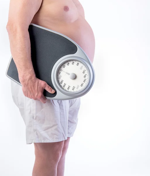 Fat Male and Scale — Stock Photo, Image
