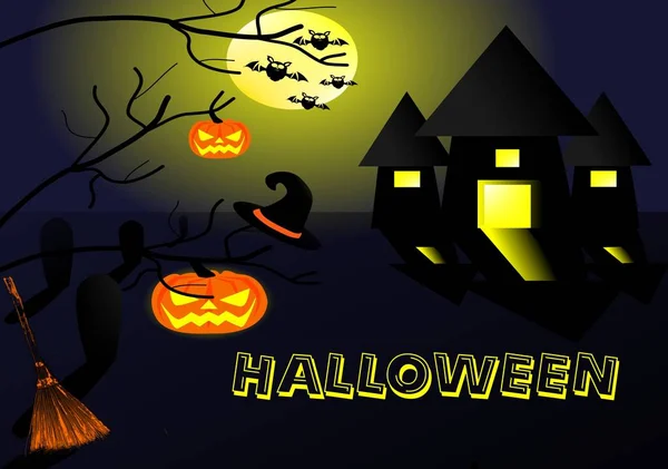 Halloween Noche Patrón Fondo —  Fotos de Stock