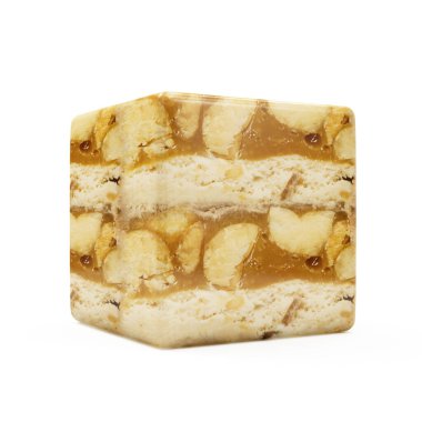 Beyaz arka planda ballı çikolata