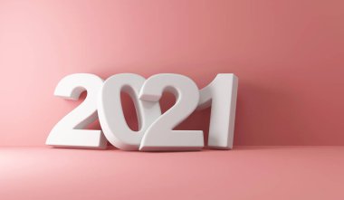 Yeni yıl 2021 konsepti. 3d oluşturma