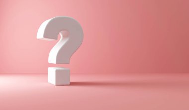 Pembe arka planda soru işareti simgesi. 3d illüstrasyon.