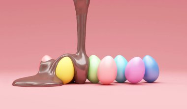 Pembe arka planda paskalya yumurtaları