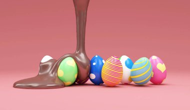 Pembe arka planda paskalya yumurtaları