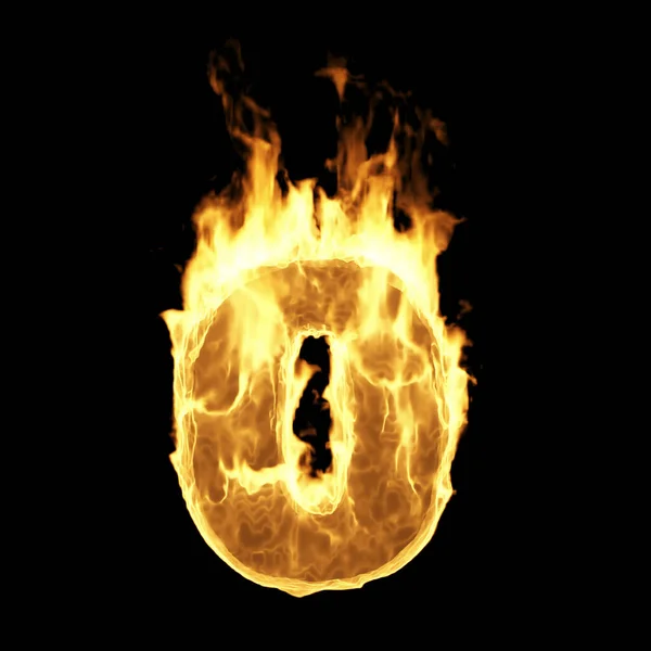 Burning Flame Fire Numbers Isolerad Svart Bakgrund Nummer Återgivning — Stockfoto