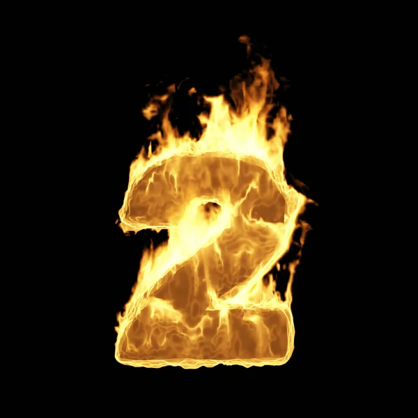 Burning Flame Fire Numbers Isolated Black Background Number Rendering — Stock Photo, Image