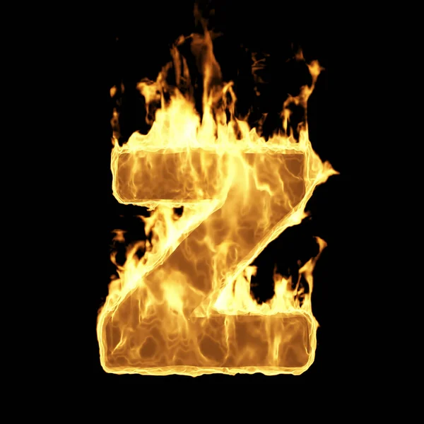 Burning Flame Alphabet Fire Letters Isolated Black Background Letter Rendering — Stock Photo, Image